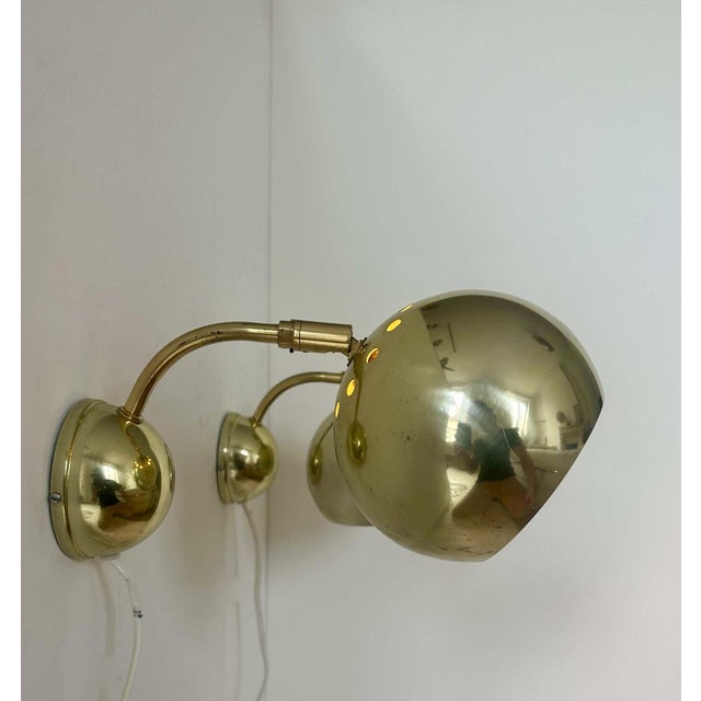Adjustable Brass Wall Lights, Sweden, 1970, Set of 2 For Sale - Image 5 of 14