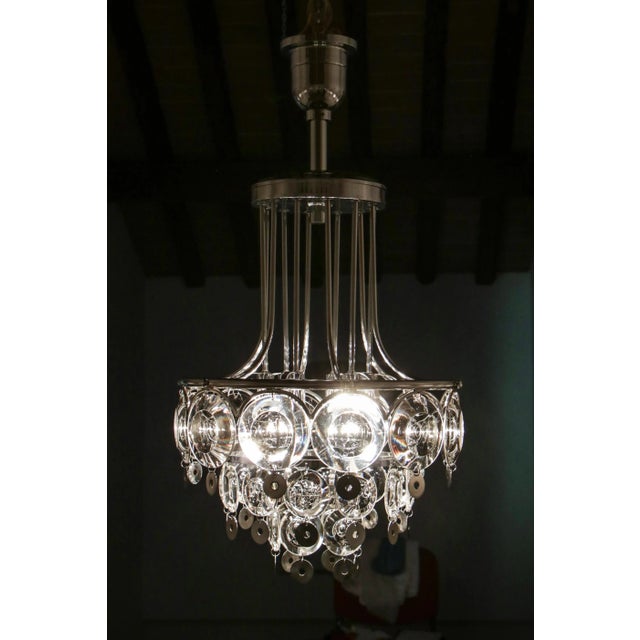 Silver Italian Chrome Chandelier Attributed to Oscar Torlasco, 1970s For Sale - Image 8 of 18