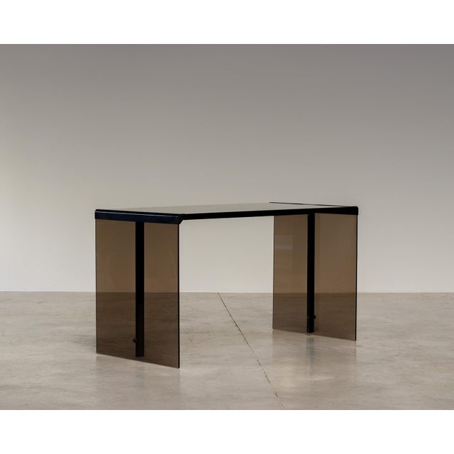 1970s Lady Desk in Smoked Tempered Glass, 1970 For Sale - Image 5 of 11