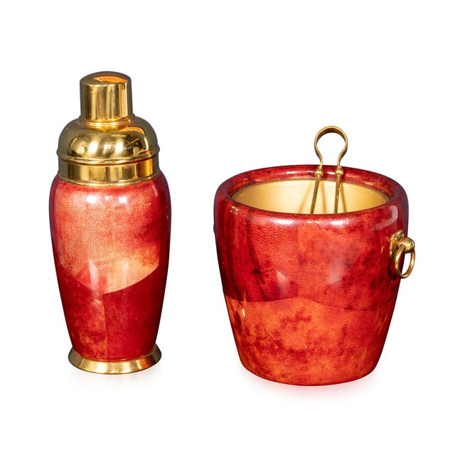 Vintage Italian Cocktail Shaker and Ice Bucket by Aldo Tura, 1960, Set of 2 For Sale - Image 14 of 14