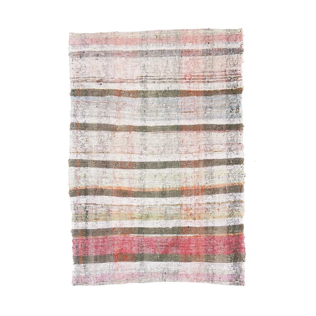 Vintage Turkish Hand-Knotted Wool Cotton Beige Small Kilim Area Rug For Sale - Image 11 of 11