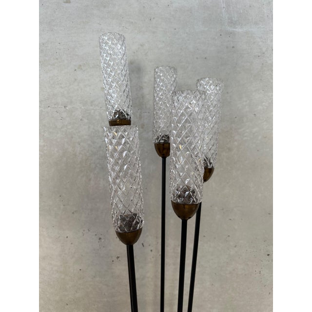 Mid-Century Modern Vintage Floor Lamp in Glass and Metal, 1950s For Sale - Image 3 of 9
