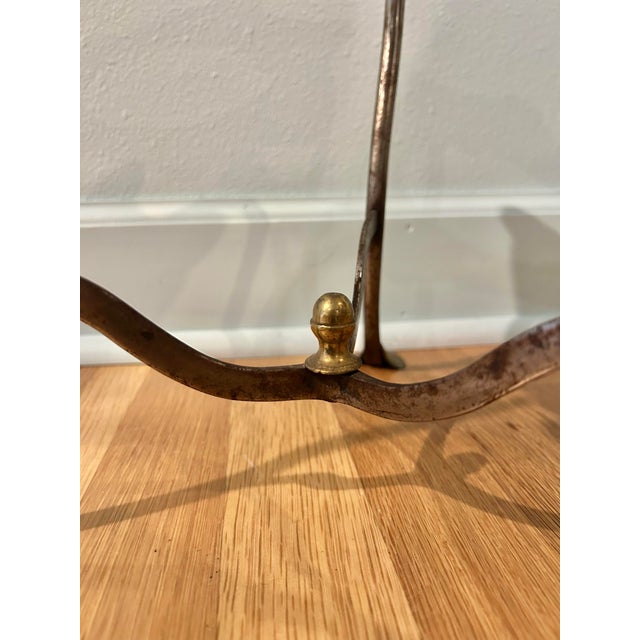 Wood Late 19th Century English Brass Spirit Kettle on Wrought Iron and Brass Stand For Sale - Image 7 of 12