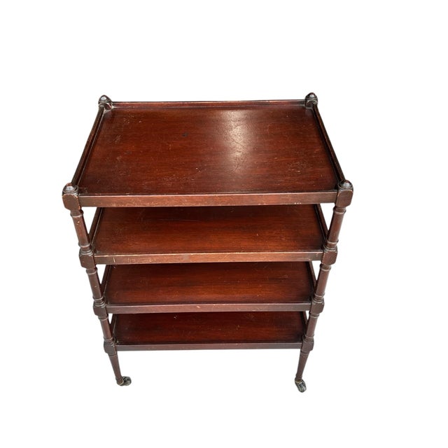 Vintage Mahogany Four Tier Serving Utility Table For Sale - Image 6 of 6
