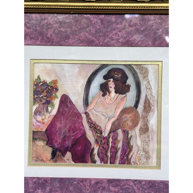 1990s Linda Denison Signed & Numbered Original Artwork 23/40 – Ornate Framed Wall Art – 23.5” X 18.5” For Sale - Image 11 of 11