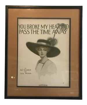 1913 "You Broke My Heart to Pass the Time Away" Sheet Music, Framed