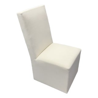 Rh Ellison High-Back Fabric Dining Side Chair Performance Linen Weave — Natural Recessed Caster Base For Sale