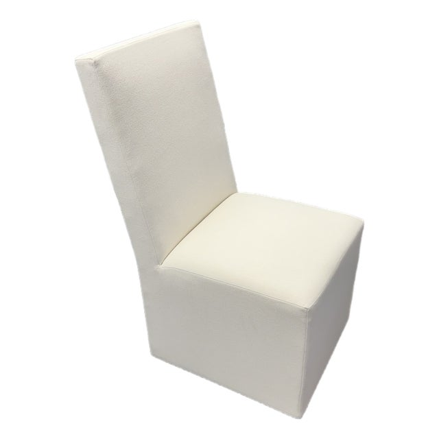 Rh Ellison High-Back Fabric Dining Side Chair Performance Linen Weave — Natural Recessed Caster Base For Sale