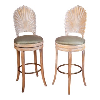 Pair of Italian Grotto Swivel Bar Stools For Sale