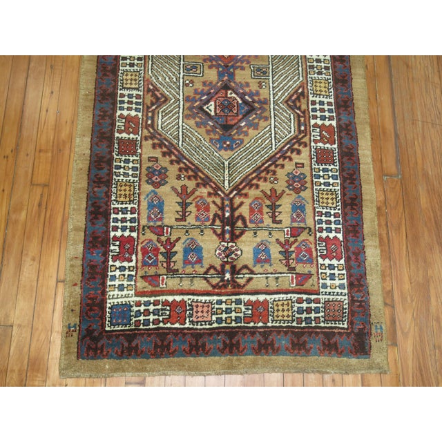 Early 20th Century Zabihi Collection Camel Persian Serab Small Runner - 3'4" x 7'10" For Sale In New York - Image 6 of 6