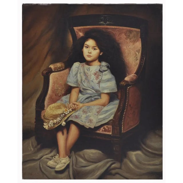 Child on the armchair - Nicola Del Basso Italia 2003 - Oil on canvas cm.100x80 Here we admire the portrait of a little...