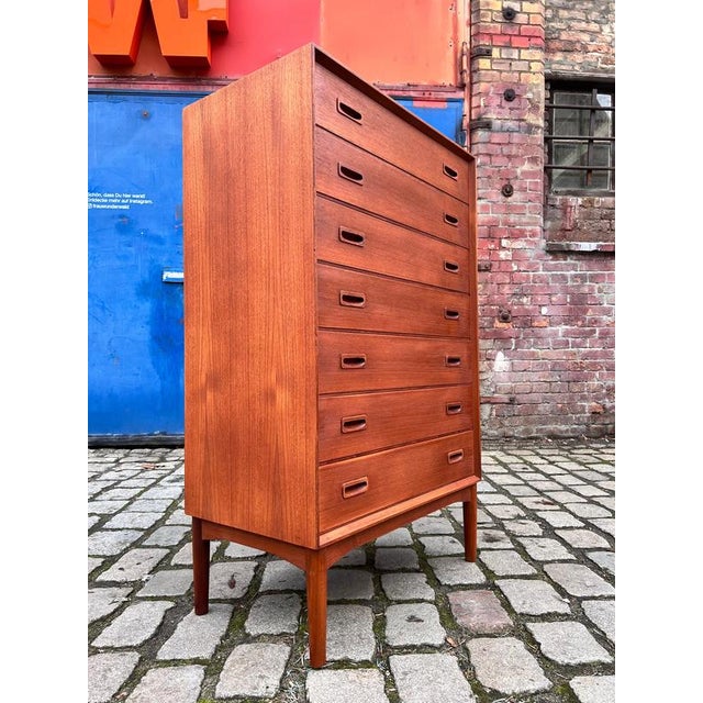 Wood Teak Chest of 7 Drawers, Denmark For Sale - Image 7 of 11