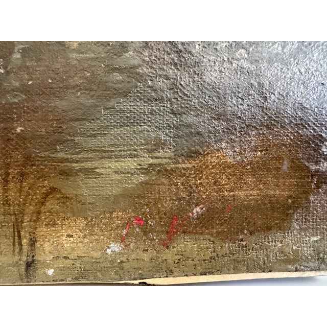 Antique European Romantic Lakeside Landscape With Windmill, Attr. To H. Volpini For Sale In Jacksonville, FL - Image 6 of 15
