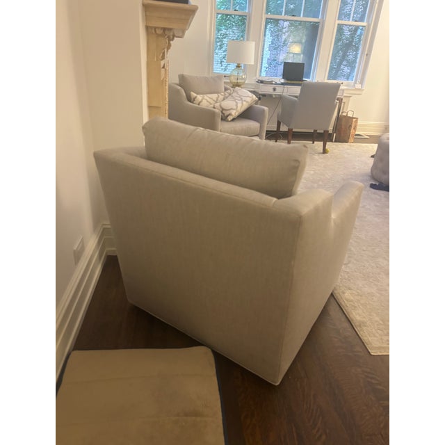 2010s Pair of Pristine Mitchell Gold Swivel GiGi Club Chairs For Sale - Image 5 of 12