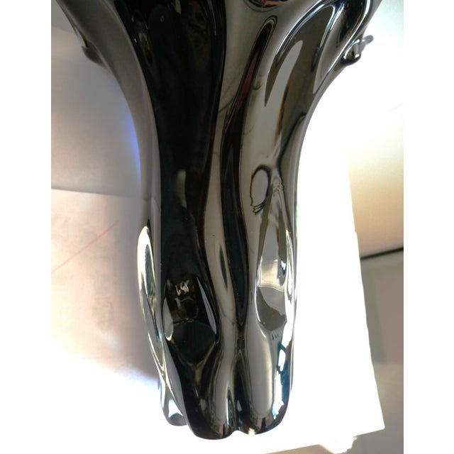 Glass Vintage Black Murano Glass Handkerchief Vase, 1970s For Sale - Image 7 of 13