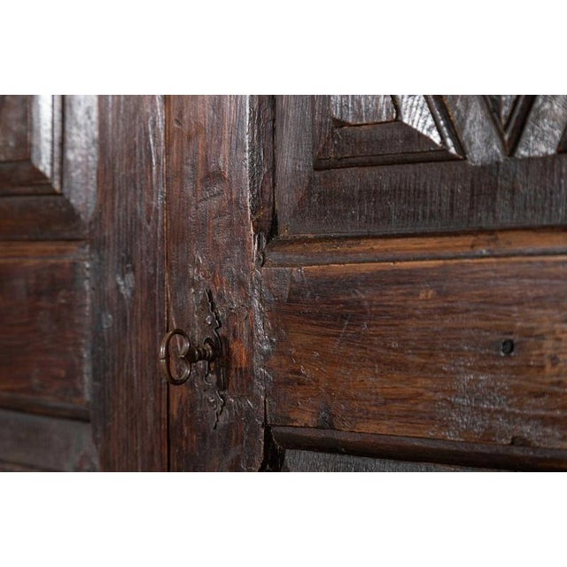 Antique French Provincial Ash Diamond Point Armoire, 1770 For Sale - Image 12 of 18