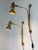 Set of two extremely rare and articulated mid-century modern bedside wall lights or fixtures. Adjustable lamp shade and...