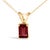 Draped in the regal splendor of a color-enhanced, natural garnet, this 14K yellow gold pendant necklace exudes elegance...
