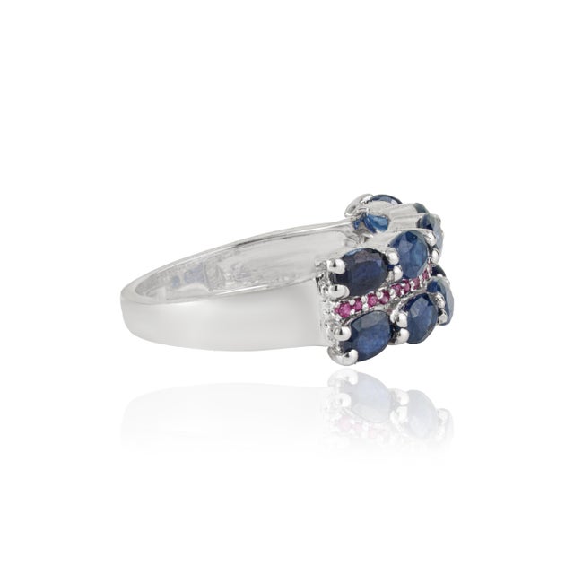 Not Yet Made - Made To Order 2.29 Ct Blue Sapphire and Ruby Handmade 925 Sterling Silver Ring, Size 7 For Sale - Image 5 of 14