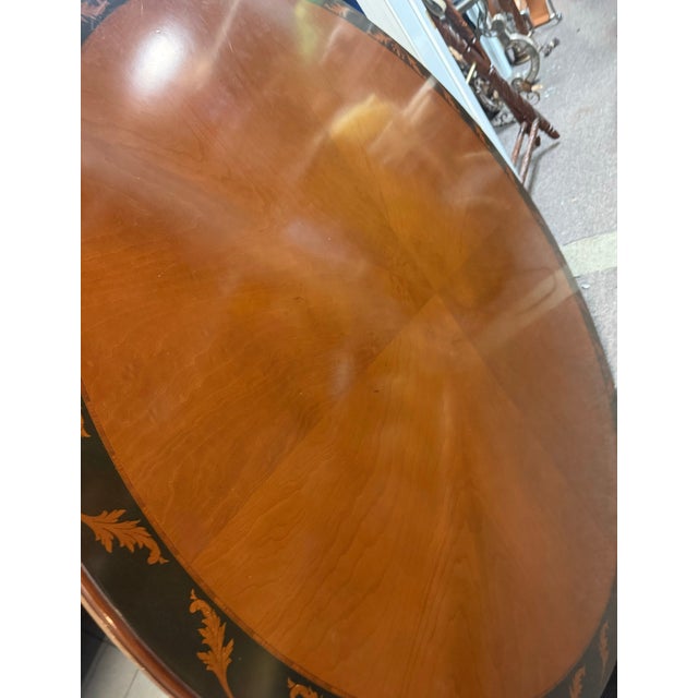 Wood 20th-C. Maitland-Smith Neo-Classical Style Inlaid Mahogany Round Dining or Center Table For Sale - Image 7 of 7