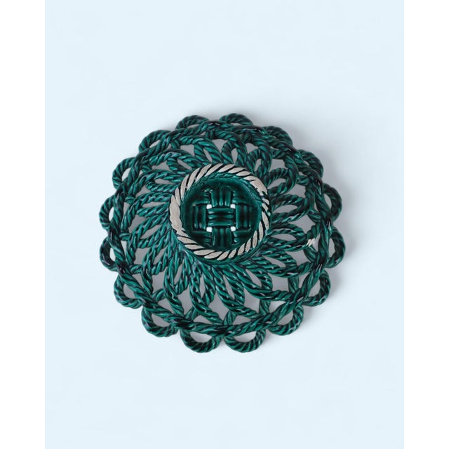 Vintage Green Ceramic Lace Bowl from Vallauris, 1950s For Sale - Image 9 of 12