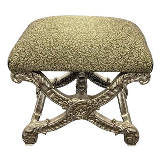French Empire Style Carved X-Form Footstool For Sale
