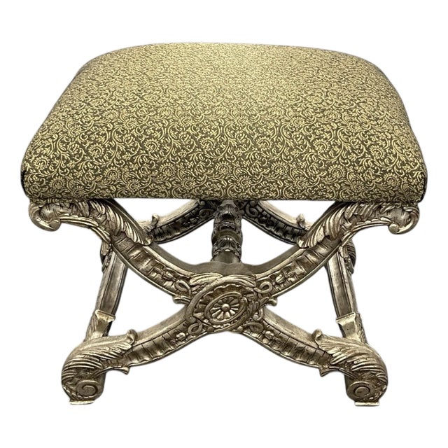 French Empire Style Carved X-Form Footstool For Sale