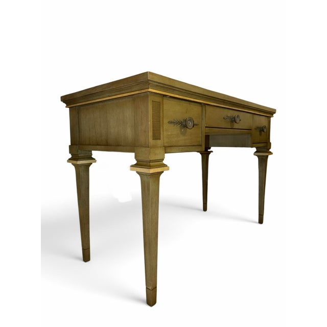 White Furniture Vintage Neoclassical Sage Green 3-Drawer Writing Desk by White Fine Furniture Co. For Sale - Image 4 of 9