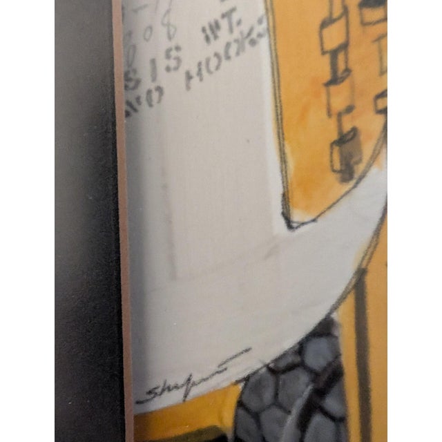 Wood Original Vintage Industrial Illustration - Yellow Forklift With Operator For Sale - Image 7 of 9