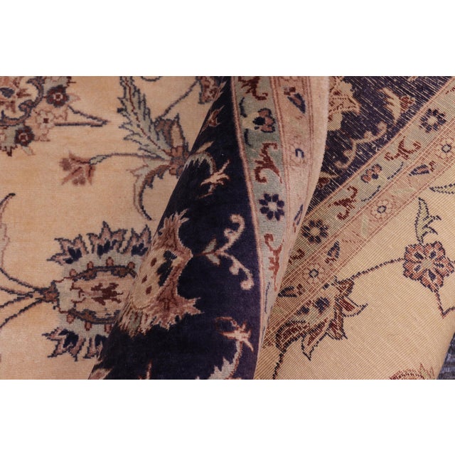 Textile Shabby Chic 1990's Pak-Persian Tan/Blue Wool Rug - 8'0'' X 8'3'' For Sale - Image 7 of 9