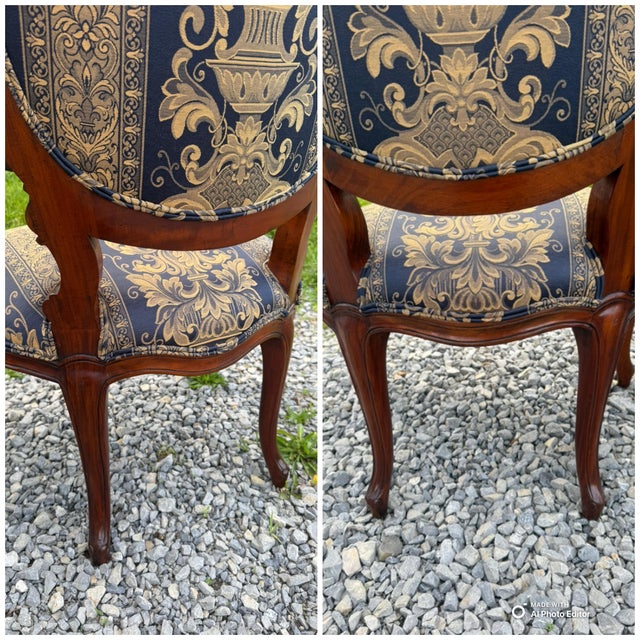 Mid 19th Century Pair Antique French Rococo Fireside Arm Chairs For Sale - Image 5 of 12