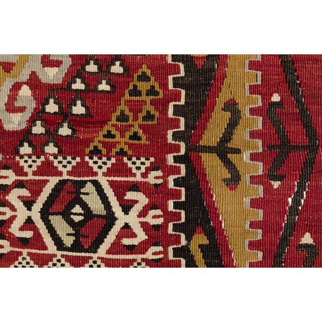 Turkish Mid 20th Century Large Red & Rose Flatweave Kilim Rug For Sale - Image 3 of 10