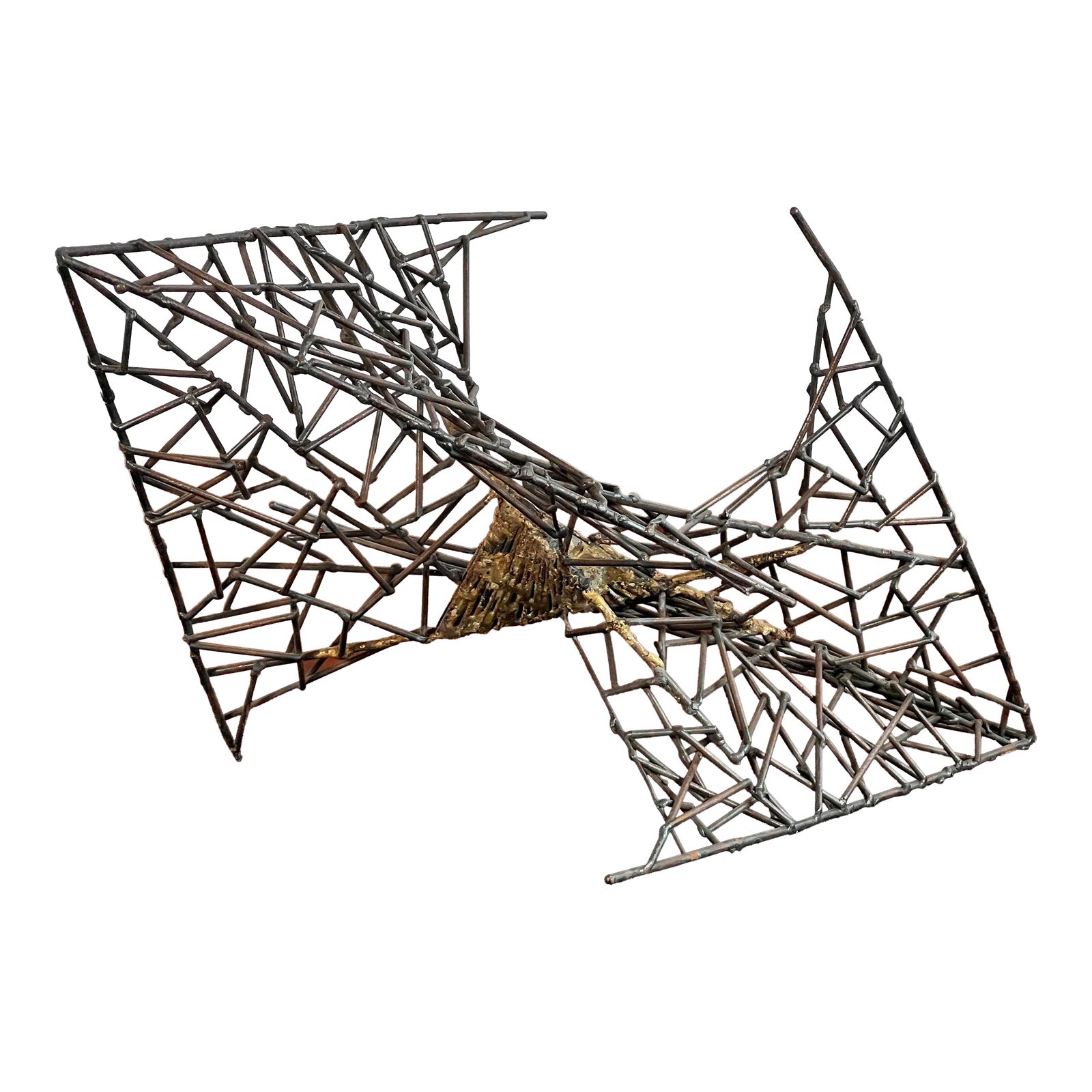 Vintage Mid Century Modern Brutalist Iron Wire Abstract Sculpture