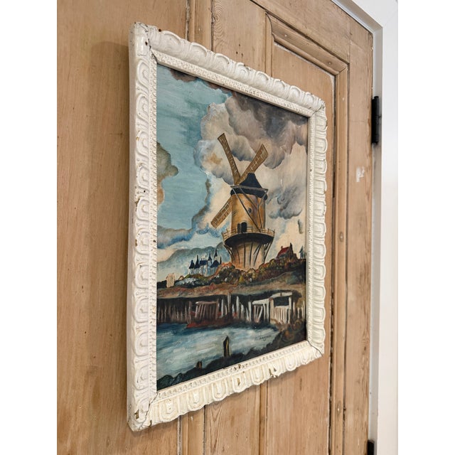1960s Vintage Windmill Oil Painted Signed by M. Nordberg 1962. For Sale - Image 5 of 9