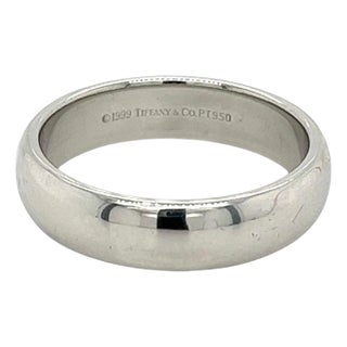 Tiffany & Co. Signed Platinum Wide Plain Wedding Band Ring 15 Grams, Estate For Sale