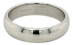 Tiffany & Co. Signed Platinum Wide Plain Wedding Band Ring 15 Grams, Estate