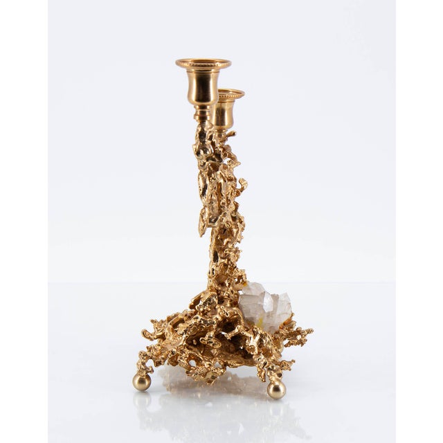 Gilded Bronze Candelabra by Claude Victor Boeltz, 1970s For Sale - Image 6 of 12