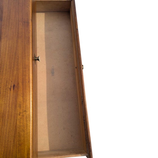 Mid-Century Modern Vintage Mid-Century Walnut Six-Drawer Chest With Brass Pulls For Sale - Image 3 of 18