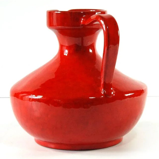 1960s Large Italian Red Glazed Ceramic Vase, 1960s For Sale - Image 5 of 8