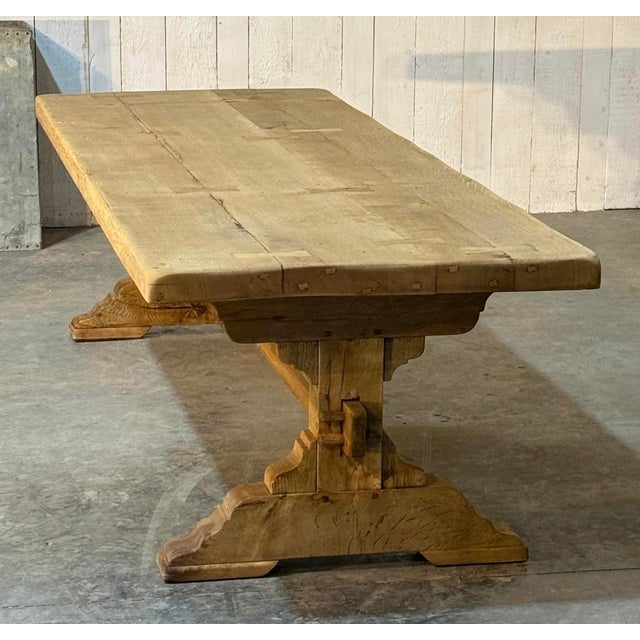 Brown Large French Oak Farmhouse Dining Table, 1920 For Sale - Image 8 of 18
