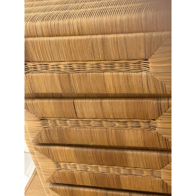 1960s Reduced -Vintage Bamboo Rattan Tall Chest of Drawers For Sale - Image 5 of 5