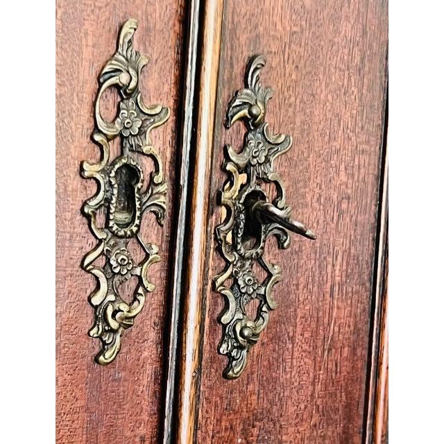 Brown Antique Mahogony 13 Glass Pane Stepback Display Cupboard For Sale - Image 8 of 12