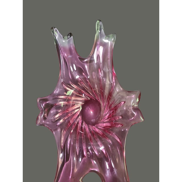 Glass Vintage Mid-Century Modern Italian Art Glass Abstract Large Centerpiece Bowl For Sale - Image 7 of 11