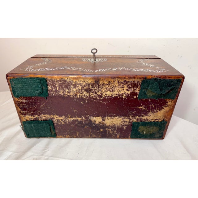 Antique 1800's English Inlaid Mother of Pearl Rosewood Wood Dual Tea Caddy Box For Sale - Image 18 of 18
