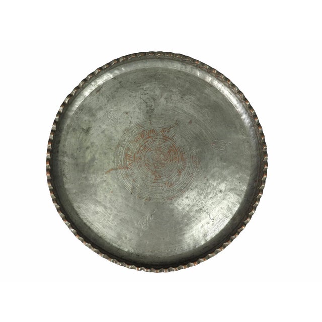 Oriental Islamic Engraved Copper Table Tray, 1930s For Sale - Image 18 of 18