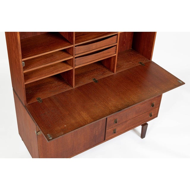 Wood Mid-Century Danish Teak Secretary Desk Bookcase by Peter Løvig Nielsen, 1960s For Sale - Image 7 of 16