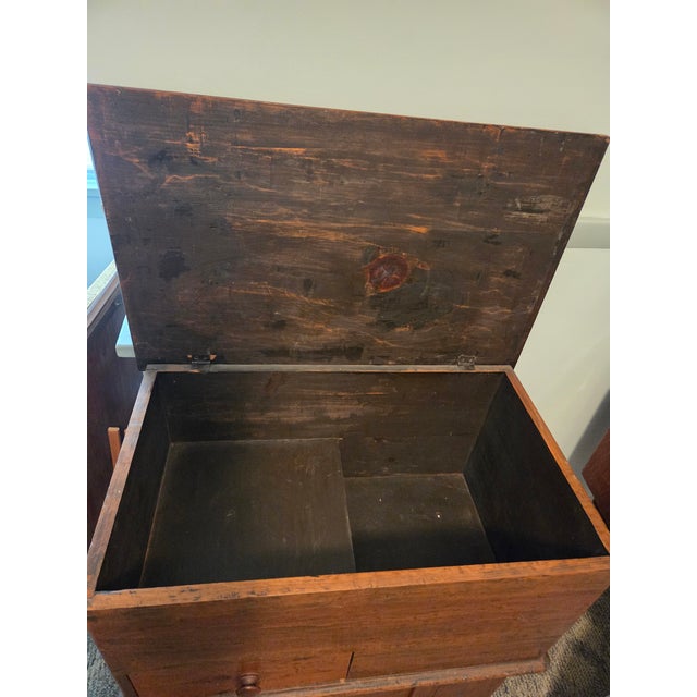 Late 19th Century Antique Primitive Lift-Top Commode Washstand For Sale - Image 5 of 6