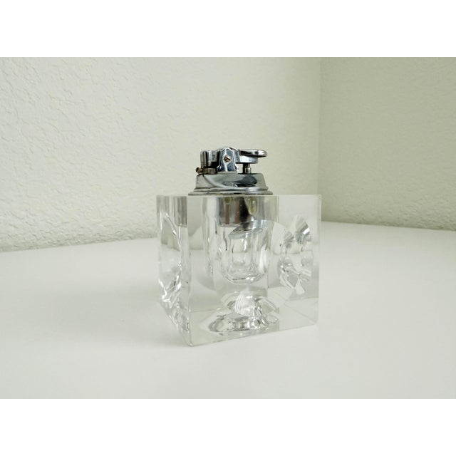 Mid 20th Century 1970s Heavy Cut Glass Cube Lighter For Sale - Image 5 of 10
