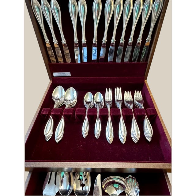 Oneida Late 20th Century Oneida Arbor American Harmony Stainless Flatware Set Service for 12 Chest - 65 pcs For Sale - Image 4 of 9