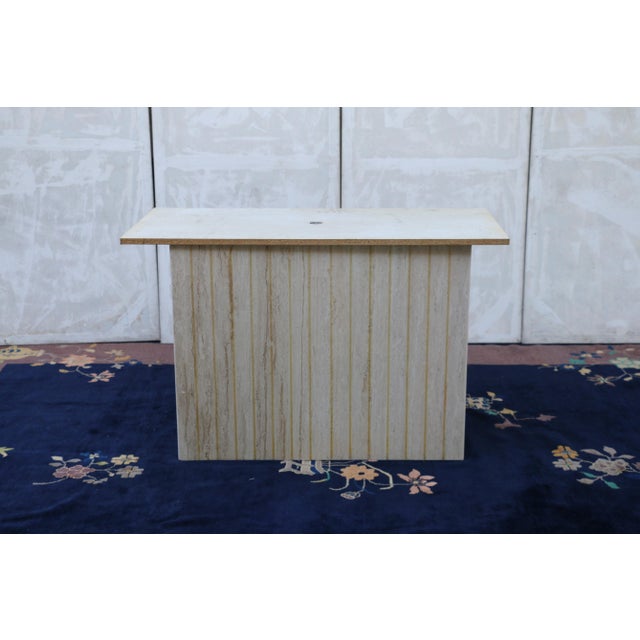 Vintage 1970s Italian Travertine Pedestal Dining Table – Mid-Century Modern For Sale - Image 14 of 18